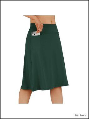 Women's Modest Skorts Knee Length Athletic Midi Skirt with Pockets